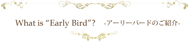 What is "Early Bird"? A[[o[ĥЉ